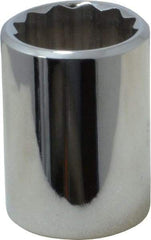 Proto - 1/2" Drive, Standard Hand Socket - 12 Points, 1-1/2" OAL, Chrome Vanadium, Chrome Finish - Benchmark Tooling