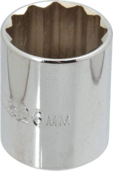 Proto - 1/2" Drive, Standard Hand Socket - 12 Points, 1-17/32" OAL, Chrome Finish - Benchmark Tooling