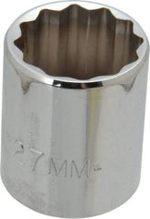 Proto - 1/2" Drive, Standard Hand Socket - 12 Points, 1-17/32" OAL, Chrome Finish - Benchmark Tooling