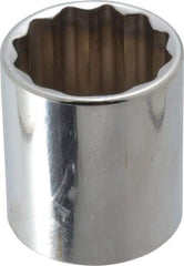 Proto - 1/2" Drive, Standard Hand Socket - 12 Points, 1-25/32" OAL, Chrome Finish - Benchmark Tooling