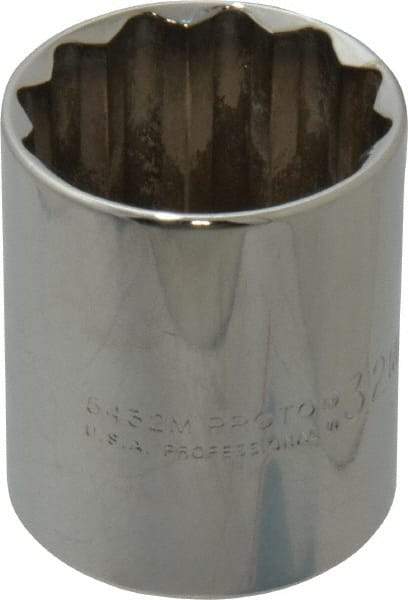 Proto - 1/2" Drive, Standard Hand Socket - 12 Points, 1-25/32" OAL, Chrome Finish - Benchmark Tooling