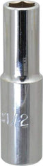 Proto - 1/2", 1/2" Drive, Deep Hand Socket - 6 Points, 3-1/4" OAL, Chrome Finish - Benchmark Tooling