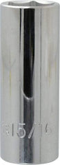 Proto - 15/16", 1/2" Drive, Deep Hand Socket - 6 Points, 3-1/4" OAL, Chrome Finish - Benchmark Tooling