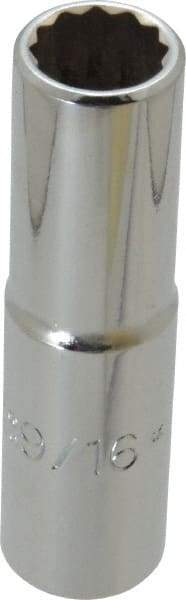 Proto - 9/16", 1/2" Drive, Deep Hand Socket - 12 Points, 3-1/4" OAL, Chrome Finish - Benchmark Tooling