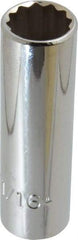 Proto - 11/16", 1/2" Drive, Deep Hand Socket - 12 Points, 3-1/4" OAL, Chrome Finish - Benchmark Tooling