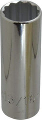 Proto - 13/16", 1/2" Drive, Deep Hand Socket - 12 Points, 3-1/4" OAL, Chrome Finish - Benchmark Tooling