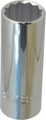 Proto - 7/8", 1/2" Drive, Deep Hand Socket - 12 Points, 3-1/4" OAL, Chrome Finish - Benchmark Tooling