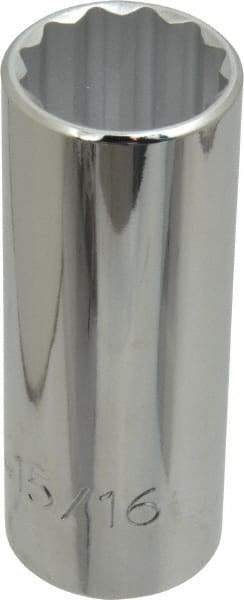 Proto - 15/16", 1/2" Drive, Deep Hand Socket - 12 Points, 3-1/4" OAL, Chrome Finish - Benchmark Tooling