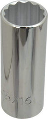 Proto - 15/16", 1/2" Drive, Deep Hand Socket - 12 Points, 3-1/4" OAL, Chrome Finish - Benchmark Tooling