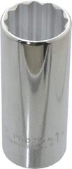 Proto - 1", 1/2" Drive, Deep Hand Socket - 12 Points, 3-1/4" OAL, Chrome Finish - Benchmark Tooling