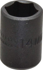 Proto - 3/8" Drive 14mm Standard Impact Socket - 6 Points, 1-3/32" OAL - Benchmark Tooling