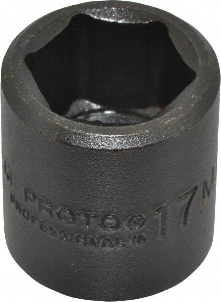 Proto - 3/8" Drive 17mm Standard Impact Socket - 6 Points, 1-3/32" OAL - Benchmark Tooling