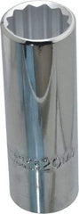 Proto - 1/2" Drive, Deep Hand Socket - 12 Points, 3-1/4" OAL, Chrome Finish - Benchmark Tooling