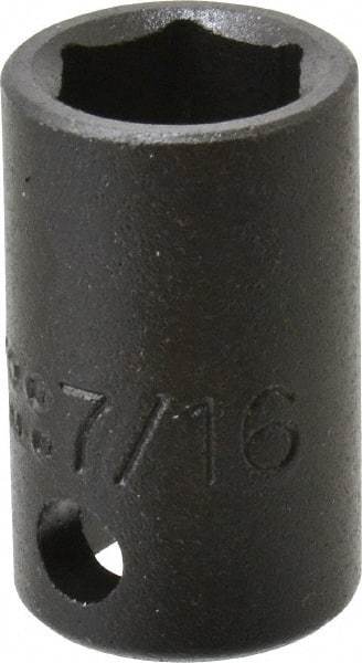 Proto - 3/8" Drive 7/16" Standard Impact Socket - 6 Points, 1-3/32" OAL - Benchmark Tooling