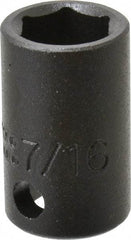 Proto - 3/8" Drive 7/16" Standard Impact Socket - 6 Points, 1-3/32" OAL - Benchmark Tooling
