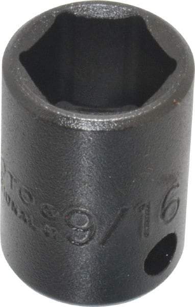Proto - 3/8" Drive 9/16" Standard Impact Socket - 6 Points, 1-3/32" OAL - Benchmark Tooling