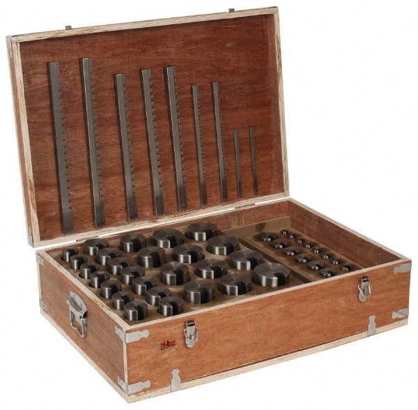 Value Collection - 75 Piece, 1/8 to 3/4" Keyway Width, Style B, C, D & E Keyway Broach Set - Benchmark Tooling