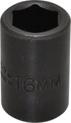 Proto - 1/2" Drive 16mm Standard Impact Socket - 6 Points, 1-1/2" OAL - Benchmark Tooling