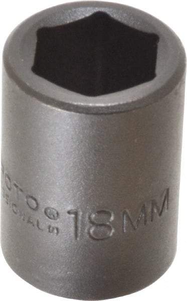 Proto - 1/2" Drive 18mm Standard Impact Socket - 6 Points, 1-1/2" OAL - Benchmark Tooling