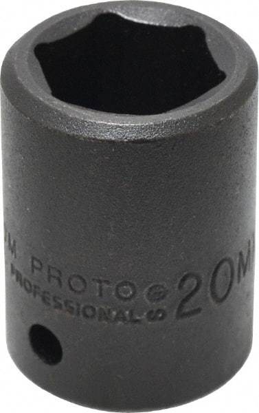 Proto - 1/2" Drive 20mm Standard Impact Socket - 6 Points, 1-39/64" OAL - Benchmark Tooling