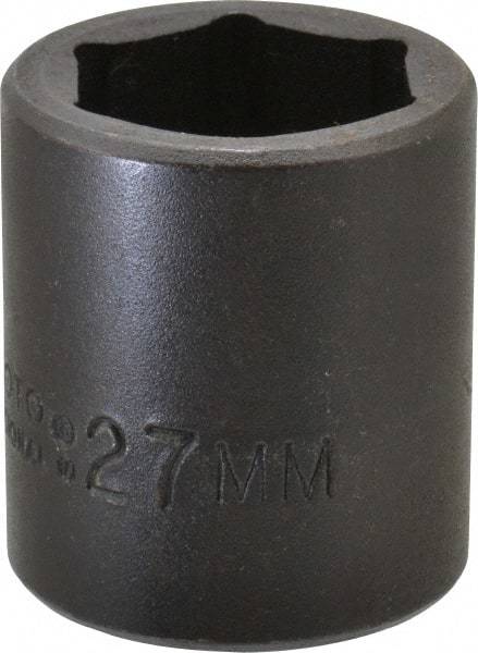Proto - 1/2" Drive 27mm Standard Impact Socket - 6 Points, 2" OAL - Benchmark Tooling