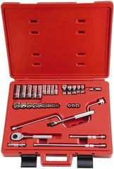 Proto - 33 Piece 3/8" Drive Socket Set - 6, 8, 12 Points, 1/4" to 7/8" Range, Inch Measurement Standard - Benchmark Tooling