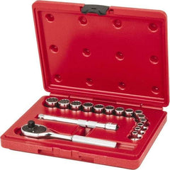 Proto - 16 Piece 3/8" Drive Socket Set - 12 Points, 6mm to 19mm Range, Metric Measurement Standard - Benchmark Tooling