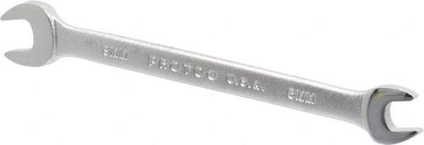 Proto - 8mm x 9mm Standard Open End Wrench - 5-1/8" OAL, Double End, Satin Finish, 15° Head Angle - Benchmark Tooling