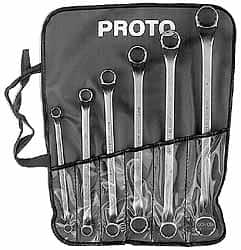 Proto - 6 Piece, 3/8" x 7/16" to 15/16" x 1", 12 Point Box End Wrench Set - Inch Measurement Standard, Satin Finish - Benchmark Tooling