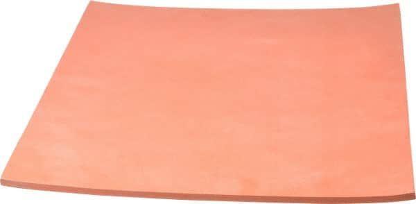 Made in USA - 12" Long, 12" Wide, 1/4" Thick, Silicone Rubber Foam Sheet - 45 to 55 Durometer, Orange-Red, -60 to 600°F, 650 psi Tensile Strength, Plain Backing, Stock Length - Benchmark Tooling