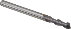 Niagara Cutter - 1/8", 3/8" LOC, 1/8" Shank Diam, 1-1/2" OAL, 2 Flute, Solid Carbide Square End Mill - Single End, TiCN Finish, Spiral Flute, 45° Helix, Centercutting, Right Hand Cut, Right Hand Flute, Series A245 - Benchmark Tooling