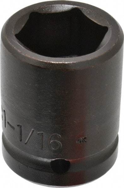 Proto - 3/4" Drive 1-1/16" Standard Impact Socket - 6 Points, 2-1/16" OAL - Benchmark Tooling