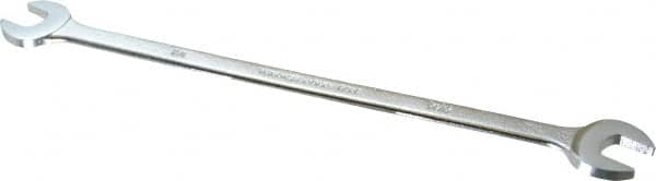 Proto - 1/2" x 9/16" Standard Extra Thin Open End Wrench - 10" OAL, Double End, Satin Finish, 15° Head Angle - Benchmark Tooling