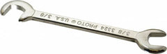 Proto - 3/8" Stubby Open End Wrench - 3-3/4" OAL, Double End, Satin Finish, 15° & 75° Head Angle - Benchmark Tooling
