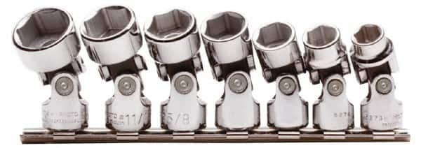 Proto - 7 Piece 3/8" Drive Standard Socket Set - 6 Points, 3/8 to 3/4", Inch Measurement Standard - Benchmark Tooling