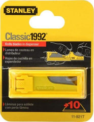 Stanley - 10 Piece Carbon Steel Utility Knife Blade - 2-7/16" OAL, 0.024" Blade Thickness - Benchmark Tooling