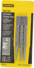 Stanley - 3 Piece, 1/32 to 3/32", Nail Punch Set - Round Shank, Comes in Carded - Benchmark Tooling