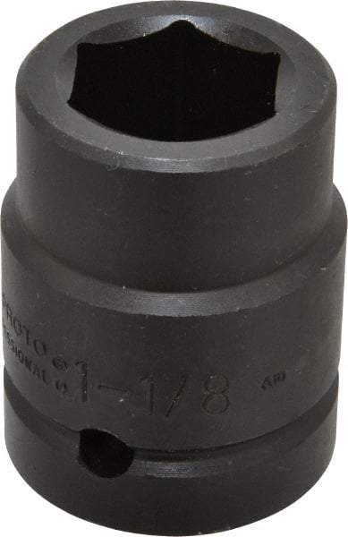 Proto - 1" Drive 1-1/8" Standard Impact Socket - 6 Points, 2-5/8" OAL - Benchmark Tooling