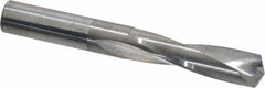 Atrax - 29/64" 135° Spiral Flute Solid Carbide Screw Machine Drill Bit - Bright Finish, Right Hand Cut, 2-1/8" Flute Length, 3-9/16" OAL, Split Point, Straight Shank - Benchmark Tooling