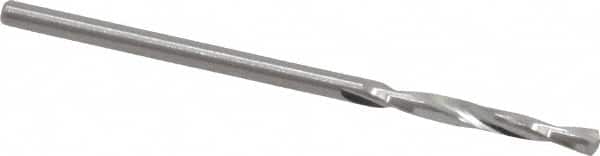 Atrax - #48 135° Spiral Flute Solid Carbide Screw Machine Drill Bit - Bright Finish, Right Hand Cut, 11/16" Flute Length, 1-11/16" OAL, Split Point, Straight Shank - Benchmark Tooling