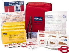 North - 61 Piece, 5 Person, Multipurpose/Auto/Travel First Aid Kit - 5" Wide x 2-1/2" Deep x 5-1/2" High, Nylon Bag - Benchmark Tooling