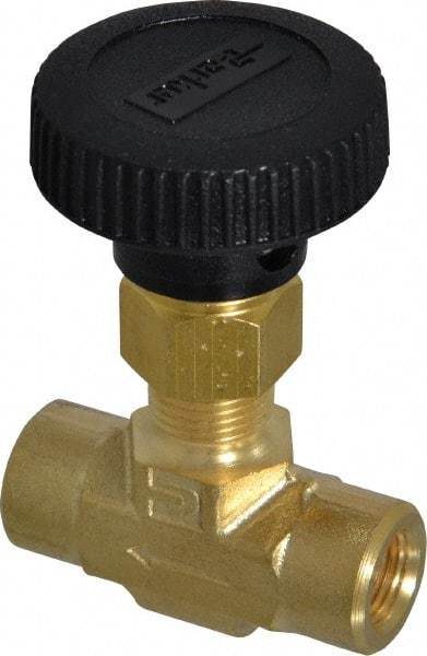 Parker - 3,000 Max psi, 1/8" Pipe, Brass, Inline Instrumentation Needle Valve - FNPT x FNPT End Connections - Benchmark Tooling