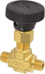 Parker - 3,000 Max psi, 1/8" Pipe, Brass, Inline Instrumentation Needle Valve - MNPT x MNPT End Connections - Benchmark Tooling
