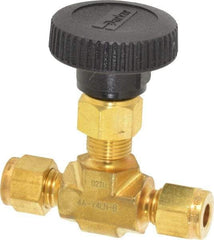 Parker - 3,000 Max psi, 1/4" Pipe, Brass, Inline Instrumentation Needle Valve - Benchmark Tooling