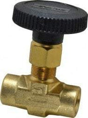 Parker - 3,000 Max psi, 1/4" Pipe, Brass, Inline Instrumentation Needle Valve - FNPT x FNPT End Connections - Benchmark Tooling