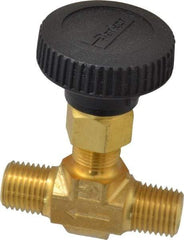 Parker - 3,000 Max psi, 1/4" Pipe, Brass, Inline Instrumentation Needle Valve - MNPT x MNPT End Connections - Benchmark Tooling