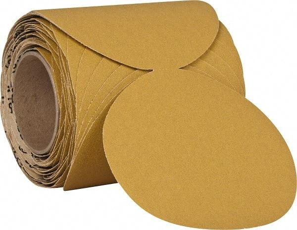 3M - 6" Diam, 100 Grit Aluminum Oxide Adhesive PSA Disc - Fine Grade, Gold, F Weighted Backing, Flexible, Use with Random Orbital Sanders - Benchmark Tooling