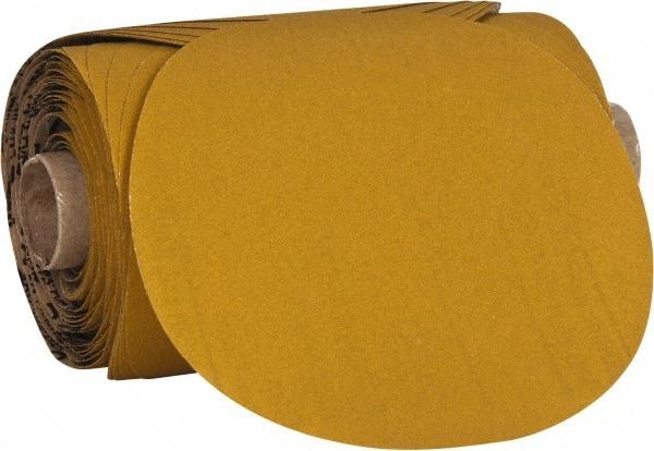 3M - 5" Diam, 120 Grit Aluminum Oxide Adhesive PSA Disc - Fine Grade, Gold, Polyester Backing, Flexible, Use with Random Orbital Sanders - Benchmark Tooling