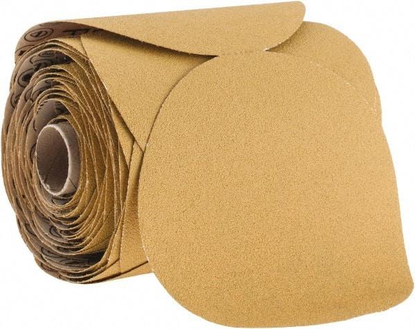 3M - 5" Diam, 80 Grit Aluminum Oxide Adhesive PSA Disc - Medium Grade, Gold, Polyester Backing, Flexible, Use with Random Orbital Sanders - Benchmark Tooling