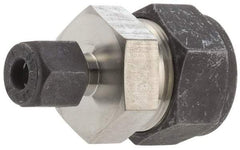 Parker - 1/2 x 3/8" OD, Stainless Steel Union - 13/16" Hex, Comp x Comp Ends - Benchmark Tooling